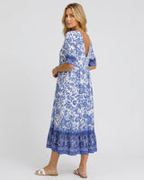 Kinsley | V-Neck Floral Print Midi Dress
