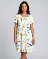 Beatrix | Pleated Floral Short Sleeve Midi Dress