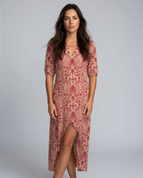 Sienna | Boho Floral Print Midi Dress
