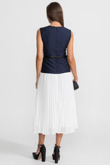 Rosa | Belted Contrast Sleeveless Midi Dress