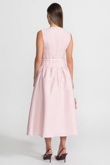 Aria | Belted Sleeveless Midi Dress with Front Pockets