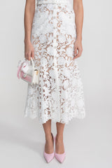 Faye | Lace Short Sleeve Belted Midi Dress
