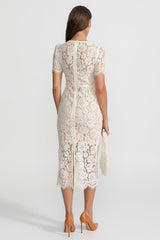 Nina | Embellished Lace Bow Midi Dress