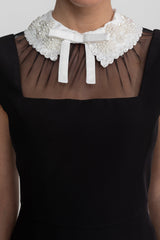 Pia | Cap Sleeve Lace Collar Midi Dress