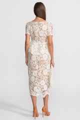 Colette | Lace Peplum Satin Collar Midi Dress