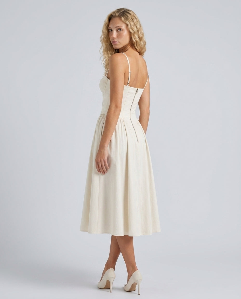 Valeria | Floral Corset Midi Dress