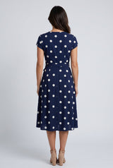 Xenia | Polka Dot Wrap Midi Dress