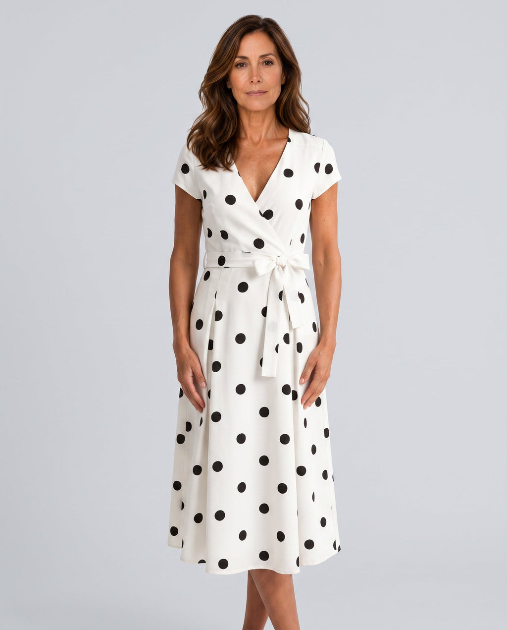 Xenia | Polka Dot Wrap Midi Dress