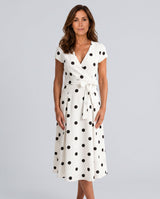 Xenia | Polka Dot Wrap Midi Dress
