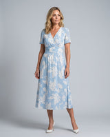 Jimena | Floral Print Short Sleeve V-Neck Midi Dress