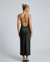 Bianca | Asymmetric Open Back Spaghetti Strap Midi Dress