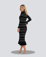 Skylar | Perforated Knit 3/4 Sleeve Midi Dress