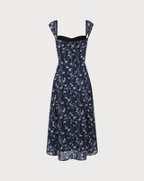 Margot | Floral Sweetheart Midi Dress