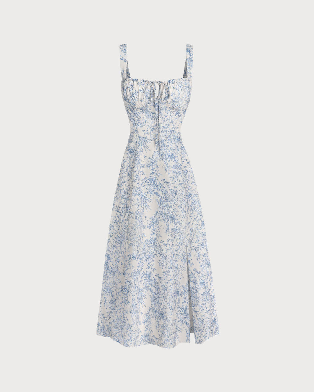 Amara | Floral Ruched Spaghetti Strap Midi Dress