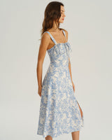 Amara | Floral Ruched Spaghetti Strap Midi Dress