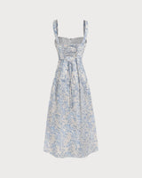 Amara | Floral Ruched Spaghetti Strap Midi Dress