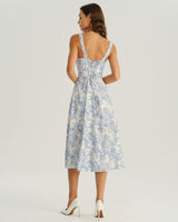 Amara | Floral Ruched Spaghetti Strap Midi Dress