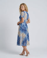 Jimena | Floral Print Short Sleeve V-Neck Midi Dress